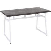 Geo 51" Dining Table in Espresso Grain Bamboo & Vintage White Metal